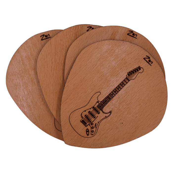 4'lü Stratocaster Gitar Ahşap Bardak Altlığı Seti - Görsel 2