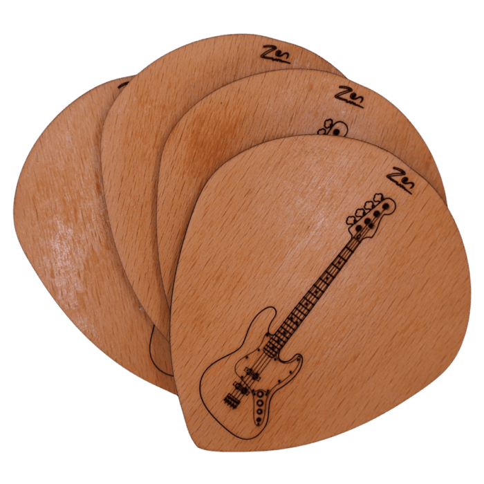 4'lü Jass Bass Gitar Ahşap Bardak Altlığı Seti - Görsel 2