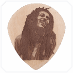 4'lü Bob Marley Desenli Naturel Ahşap Bardak Altlığı Seti