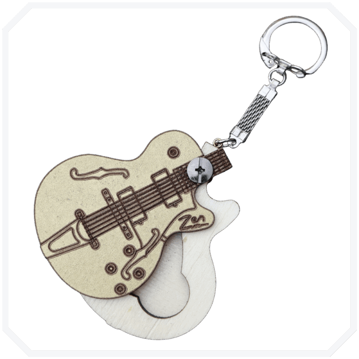 Jazz Gold Gitar Formlu Ahşap Pena Kutusu - Görsel 2