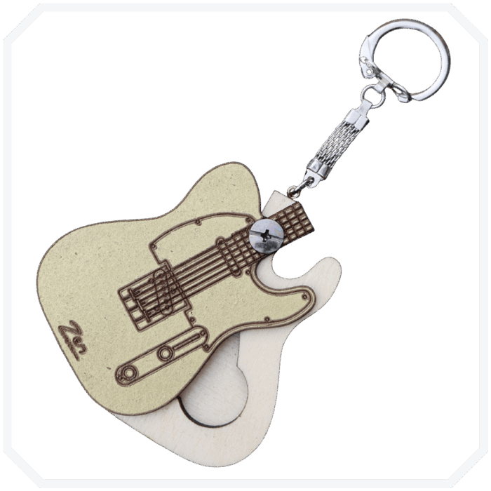 Telecaster Gold Gitar Formlu Ahşap Pena Kutusu - Görsel 2