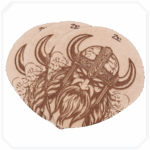 4'lü Viking 1 Naturel Ahşap Bardak Altlığı Seti