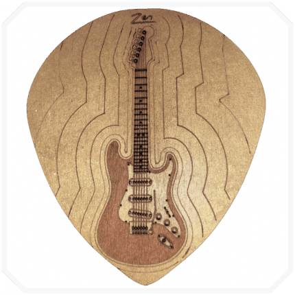 Stratocaster Gitar Gold Ahşap Bardak Altlığı