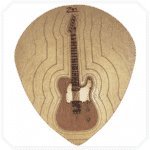 Telecaster Gitar Gold Ahşap Bardak Altlığı