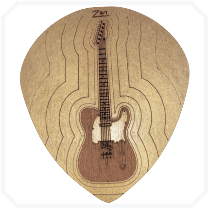 Telecaster Gitar Gold Ahşap Bardak Altlığı